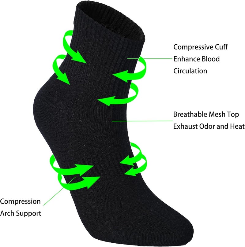 WindCrosser Womens Anti Odor Blister Proof Seamless Cotton Moisture Wicking Sports Quarter Crew/Ankle Dress Socks,Size 6-10 - Image 2
